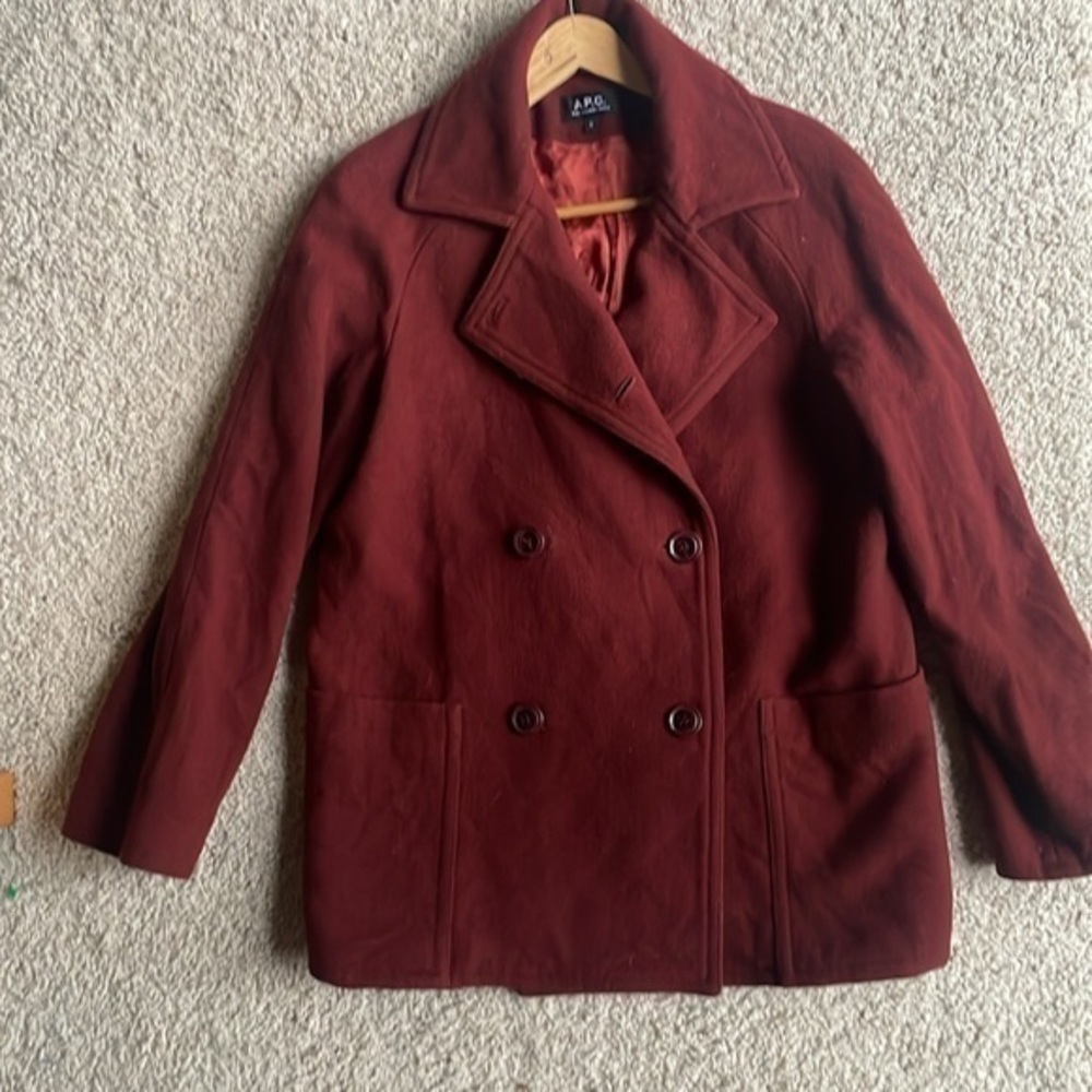 A.P.C. 100% Wool Double Breasted Coat Jacket